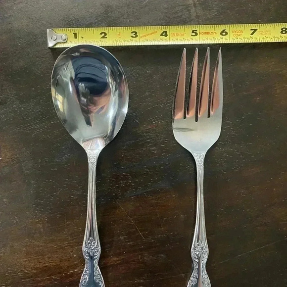 Stainless Steel Serving Set Fork Spoon 9 inch Made in Japan - Picture 5 of 7